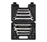 GEDORE red Assortiment de clés mixtes à cliquet, Réversibles, Avec adaptateurs, 12 Pièces, Tailles 8 à 19 mm, Coudées, R07203012