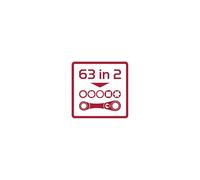 GEDORE Red R07501002 Jeu de clés à cliquet doubles 63 tailles diverses 2 pièces