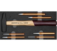 GEDORE red Marteau et assortiment de burins, Jeu de 7 pièces, Complet, Outils pour artisans, En module en mousse, R22150019