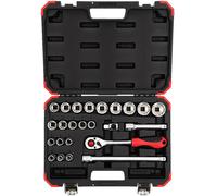 Gedore Coffret de clés à douille R69013024 RED – 24 pièces, cliquet réversible, jeu d'embouts, 1/2"