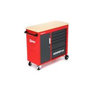 GEDORE red Servante d’atelier MECHANIC PLUS, Servante d’atelier avec 6 tiroirs et plan de travail en bois, Établi mobile, Vide, R20150006