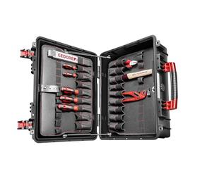 GEDOREred Azubi L R21652057 Mallette à Outils 57 pièces dans Un Coffret en Plastique très Robuste avec vérins à gaz