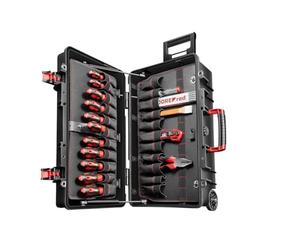 GEDOREred Chariot à Outils Meister XXL R21902124 - Assortiment d'outils de 124 pièces dans Un Coffret en Plastique très Robuste avec vérins à gaz
