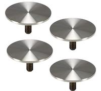Gedotec Adaptateurs pour plaques de Verre en Acier Inoxydable avec Filetage M10 |pour Pieds de Table et Pieds de Table Ø 60 mm - H10752 | Acier Inoxydable Mat brossé | Lot de 4 - Fixation Ronde