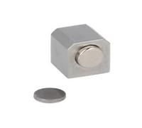 Gedotec Aimant de porte en verre à coller - 1 loqueteau magnétique individuel - En acier inoxydable brossé - Avec plaque magnétique pour meubles, porte d'armoire ou porte en verre - Ferme-porte mural