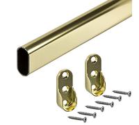 Gedotec Armoire penderie penderie vêtements laiton | Triangle pour plaque 1500 mm OVALE | Tube en métal vintage | Tube de meuble 30 x 15 mm | Incl. 2 fixations | 1 pièce