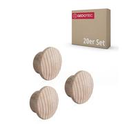 Gedotec Bouchons de Trous en Bois pour Trou borgne Ø 10 mm | Bois Massif frêne Naturel | Ø Total 15 mm | Bouchons Ronds à enfoncer | 20 pièces - Bouchons d'extrémité pour Meubles & Trous de vis