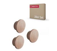 Gedotec Bouchons de Trous en Bois pour Trou borgne Ø 10 mm | Bois Massif hêtre Naturel | Ø Total 15 mm | Bouchons Ronds à enfoncer | 20 pièces - Bouchons d'extrémité pour Meubles & Trous de vis