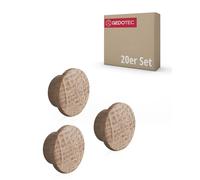 Gedotec Bouchons de Trous en Bois pour Trou borgne Ø 10 mm | Chêne Massif Naturel | Ø Total 15 mm | Bouchons Ronds à enfoncer | 20 pièces - Bouchons d'extrémité pour Meubles et Trous de vis