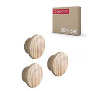 Gedotec Bouchons de Trous en Bois pour Trou borgne Ø 10 mm | Pin Massif Naturel | Ø Total 15 mm | Bouchons Ronds à enfoncer | 20 pièces - Bouchons d'extrémité pour Meubles & Trous de vis