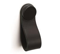 Gedotec Bouton de meuble en métal et cuir | 1 bouton de porte pour armoires - Noir - Avec matériel de fixation | FLEXA 0404 | LA : 128 mm | Boutons pour armoires de cuisine Boutons d'armoires meubles
