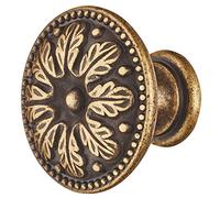 Gedotec Bouton pour Meuble Vintage, Tiroir, Armoire, Commode, Placard de Cuisine et Chambre - ANNA - Poignée à Visser Decoration Interieur Rétro - Rond - Laiton Brun Doré - Ø 25 mm - 1 Pièce