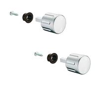 Gedotec Bouton Rotatif - Serrure Poussoir Caravane - Boutons de Meubles Vissables en Plastique Chromé Mat avec Goupille Carrée - L. 28 mm - Poignée de Porte Design - Acier Galvanisé - 2 Pièces