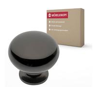 Gedotec Boutons de meuble en acier chromé noir D : 32,5 mm I 1 pièce Bouton de porte pour armoires de cuisine avec matériel de fixation I XEVI I Boutons pour armoires de cuisine | Style simple