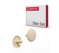 Gedotec Lot de 50 capuchons de vis ronds pour trou de tête PZ2 - H1115 - Diamètre : 12 x 2,5 mm - Bouchons de fermeture en plastique beige - Embouts pour trous de perçage et meubles en bois