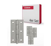 Gedotec charnière à visser en acier inoxydable V2A | 4 pièces charnière de meuble - version rectangulaire | DIN 7954 A | avec goupille durcie | longueur : 60 mm | largeur : 34 mm | à visser | charni