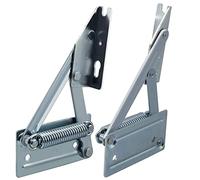 Gedotec Charnière de banc d'angle acier galvanisé | 1 paire (gauche + droite) | Console rabattable pour assises en bois | Ferrure de banc-coffre à ressort | Poids de plateau jusqu'à 12 kg