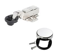 Gedotec Charnière de porte en verre Butée centrale pour portes en verre SOFTSTAR | 1 kit 1 charnière de porte avec Softclose intégré & cache | Charnière de meuble & plaque de montage chromées