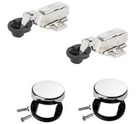 Gedotec Charnière de porte en verre Butée centrale pour portes en verre SOFTSTAR | 1 kit 2 charnières de porte avec Softclose intégré & cache | Charnière de meuble & plaque de montage chromées