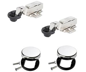 Gedotec Charnière de porte en verre Butée centrale pour portes en verre SOFTSTAR | 1 kit 2 charnières de porte avec Softclose intégré & cache | Charnière de meuble & plaque de montage chromées