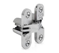 Gedotec Charniere Porte Meuble Nickel - Soss - Pour Porte d'Armoire, Placard, Bureau, Coffre, Fenêtre - Meuble en Bois de 19 à 26 mm - Ouverture 180º - 12.8 x 44.3 mm - Finition Zinc - 1 Pièce