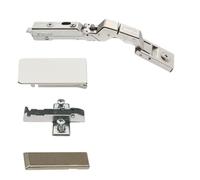 Gedotec Charnière Tiomos Mirro nickelé | Pour portes miroir & en verre | 1 kit COMPLET | Avec amortisseur | Angle d´ouverture 125°