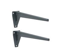 Gedotec Console de charge lourde en acier massif | Capacité : 150 kg par paire | Longueur : 480 mm | 2 équerres support d'étagère | équerre MIRA | apprêté gris | consoles robustes