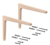 Gedotec Console en bois de hêtre - 2 équerres d'étagère en bois massif naturel - 250 x 150 mm - TAUM - Charge maximale par paire : 24 kg - Support d'étagère adapté pour étagères à livres