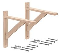 Gedotec Console en bois de hêtre | Support d'étagère adapté pour les étagères à livres | 320 x 280 mm | Bork | Équerre d'étagère en bois naturel massif Charge maximale 18 kg
