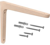 Gedotec Console en bois en hêtre | 1 pièce d'équerre d'étagère en bois naturel massif | 300 x 200 mm | TAUM | capacité de charge par paire jusqu'à 45 kg | Support d'étagère adapté aux bibliothèques