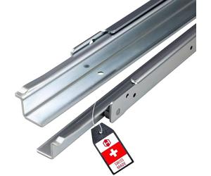 Gedotec Coulisse de tiroir charge lourde Guidage à galets Coulisse partielle 900 mm Rail de tiroir montage en applique | FR206 | Capacité de charge 100 kg | Acier galvanisé