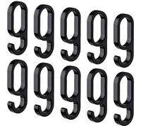 Gedotec Crochet de Suspension | H10623 | 30 x 15 mm | 10 Pièces - patères pour tiges ovales | Plastique Noir | Pour tringle penderie ovale | Cintre - Crochet à glisser sur le tube ovale du placard