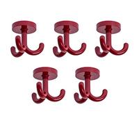 Gedotec Crochet Rotatif Mural, de Plafond pour Vêtements |KITA| Patère pour Porte Manteaux, Serviette, Peignoir | Meuble, Armoire, Chambre Enfant | Accessoire d'Accroche en Plastique | Rouge |5 Pcs