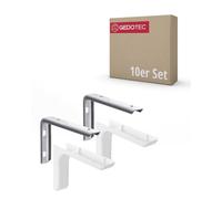 Gedotec équerre d'étagère en métal | 10 pcs - support d'étagère en équerre | LEON | support d'étagère en équerre avec profondeur : 12 cm | capacité de charge jusqu'à 20 kg | avec capuchons blancs, m