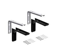 Gedotec équerre d'étagère en métal | 2 pcs - support d'étagère en équerre | LEON | support d'étagère en équerre avec profondeur : 24 cm | capacité de charge jusqu'à 20 kg | avec capuchons noirs, mat