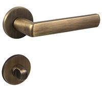 Gedotec Garniture à béquille | LUCE | WC - Bain | 1 kit | Garniture à rosette vintage en laiton | Ferrure de porte bronze antique pour portes