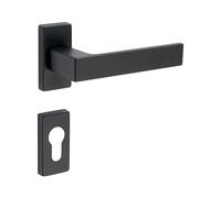 Gedotec Garniture à béquilles à cadre étroit en aluminium | 1 kit Ferrure de porte Poignée de porte de chambre sur rosace étroite | PZ - cylindre | Paire de béquilles noires | PUSH 1317