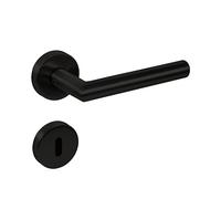 Gedotec Garniture de poignée noire mate [BB - Oval] 1x Ferrure Rosace ronde I Poignées Portes intérieures L-FORM I Pour épaisseur 35-47 mm