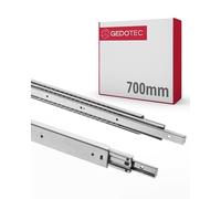 Gedotec Glissières de tiroirs avec glissières à billes | Strong | 1 paire - Glissières de tiroir en acier avec glissières télescopiques 700 mm | Système de rails galvanisés | Charge maximale 100 kg