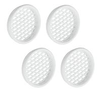 Gedotec Grille d'aération plastique blanc | 4 pièces Grille d'évacuation d'air | Trou d'aération rond | FLOW | Grille d'aération avec bord de recouvrement | avec grille | Couverture d'aération stabl