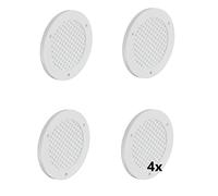 Gedotec Grille d'aération ronde pour l'évacuation de l'air | 4 pièces Grille d'évacuation de l'air blanc 60 mm | Intérieur et extérieur | BREATHE | Rosette d'air perforée plate en plastique
