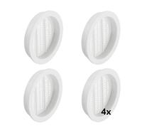 Gedotec Grilles de ventilation rondes anti-insectes | 4 grilles d'évacuation d'air blanches 44 mm | Intérieur et extérieur | BREATHE | Rosace d'air fendue en plastique