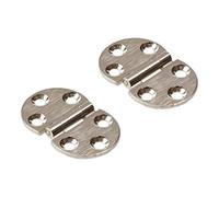 Gedotec H10762 Lot de 2 charnières à clapet en bois - Laiton nickelé mat - Charnières à clapet avec angle d'ouverture 270° - Lot de 2 - Charnières d'armoire à visser