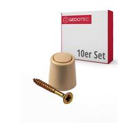 Gedotec Lot de 10 butées de porte en caoutchouc avec matériel de fixation | Lot de 10 butées de porte de qualité supérieure en plastique - Beige | Butoir de porte à coller + vis | Petit butoir de