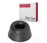 Gedotec Lot de 10 butées de porte en caoutchouc de qualité supérieure - Noir - 20 x 10 mm - À visser ou à coller - Petit butoir de porte pour portes de chambre