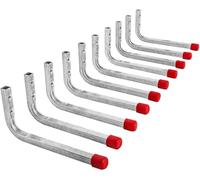 Gedotec Lot de 10 crochets muraux à visser en acier galvanisé | LINE | Lot de 10 crochets pour appareils Longueur : 350 x 165 mm avec matériel de fixation | Crochets multi-usages en métal | Support