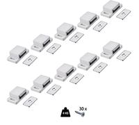 Gedotec Lot de 10 loqueteaux magnétiques puissants pour portes de meubles et d'armoires | Loqueteaux de porte carrés | Easy | Fermeture de meuble en plastique blanc