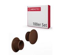 Gedotec Lot de 100 capuchons de vis en plastique - Marron foncé - Cache-vis ronds - H1117 - Capuchons de meubles pour perçage aveugle de 10 mm de diamètre - Lot de 100 embouts pour perçage de vis