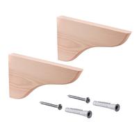 Gedotec Lot de 2 équerres murales en bois naturel massif - 215 x 120 mm - MEX - Charge maximale par paire : 60 kg - Supports d'étagère adaptés pour les étagères à livres