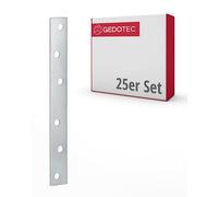 Gedotec Lot de 25 connecteurs plats en métal pour charges lourdes - En acier galvanisé - Longueur : 296 mm - Plaque perforée plate pour connecter et renforcer - Plaque de connexion en métal pour